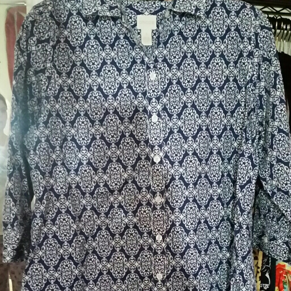 Chico's no iron tunic button down